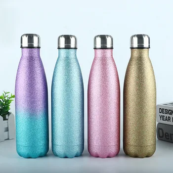 

Stainless steel vacuum flask outdoor sports glitter gold cola bottle water cup