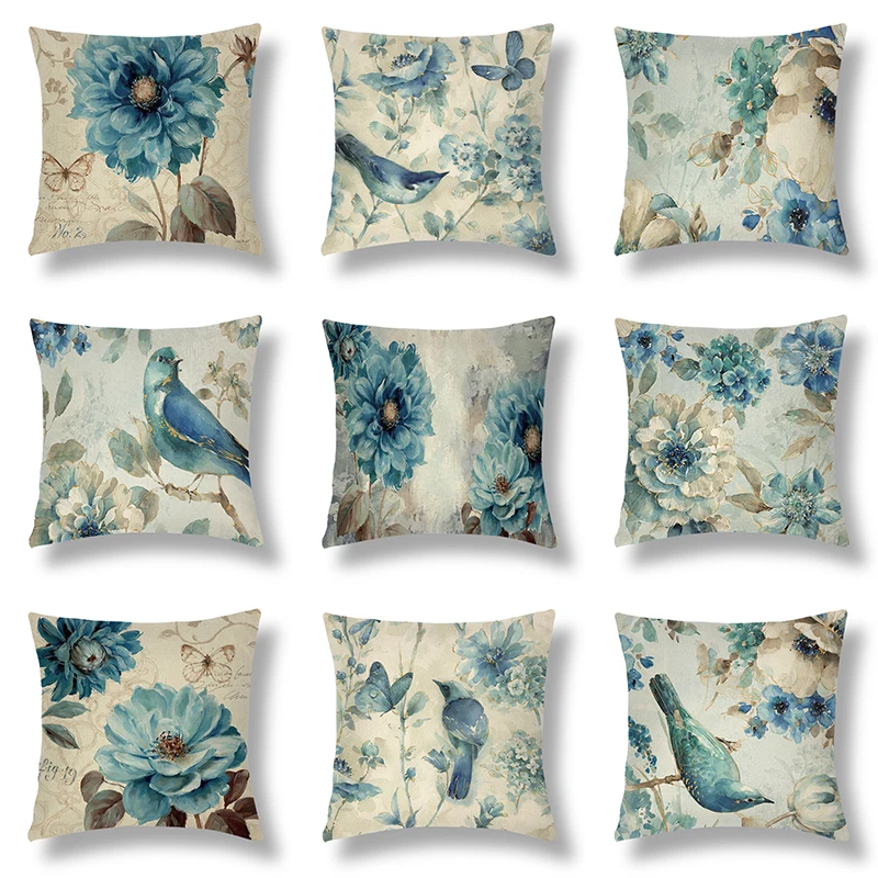 

45x45cm Beautiful Birds flower Cushion Cover Soft Plush Pillow Case Home Room Office Decoration Back Throw Sofa Cushion Cover