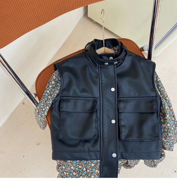 Baby Black Pu Leather Vest 2 3 4 5 6 7 8years Girls Sleeveless Jackets Vest Vests Aliexpress