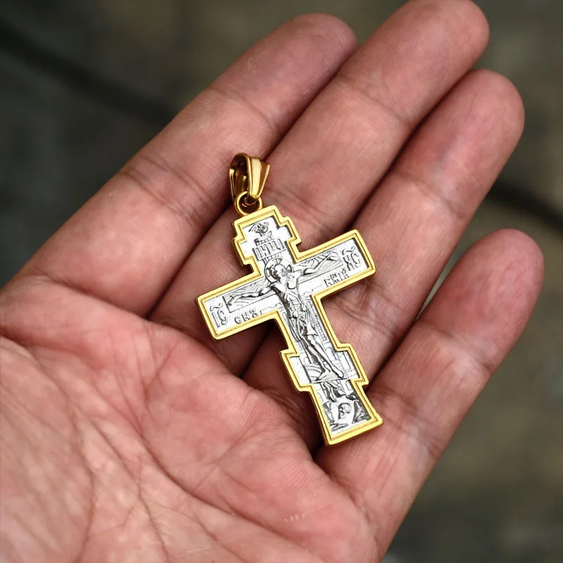 Beier Jesus Cross Men's  Stainless Steel Crucifix Eastern Orthodox  Pendant Chain Necklace Jewelry LLBP8-210P image_2