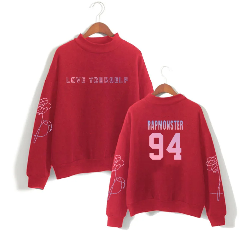 rapmonster red Jung kook 97 loveyourself Толстовка в стиле «bangtan» love yourself rapmonster 94 Женская Толстовка harajuku kpop bangtan Hope World Poc - Цвет: rapmonster red