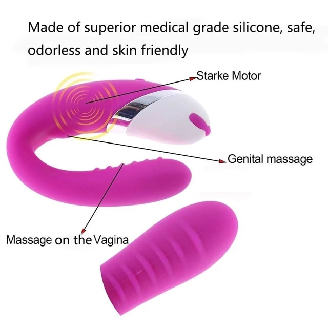 Waterproof adult sex toy from body-safe silicone on gift paper bag on pink  background. G-spot vibrator with clitoral stimulator from medical grade  silicone. Bendy vibrator with clitoral stimulation Stock Photo