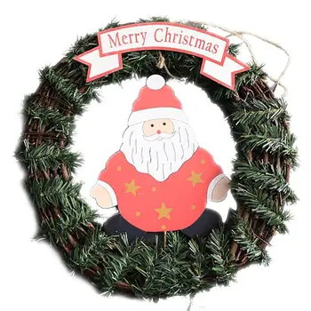 

Christmas Wreath Santa Elk Tree Rattan Artificial Pine Wreath Front Door Wreath Hanging Garland Home Decorations