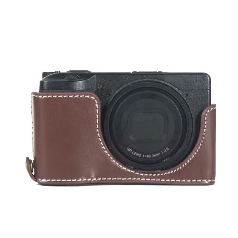 

New PU leather Camera Case Half Bag Botton Cover For Ricoh GRIII GR Mark III GR3 GR III Open Battery Directly