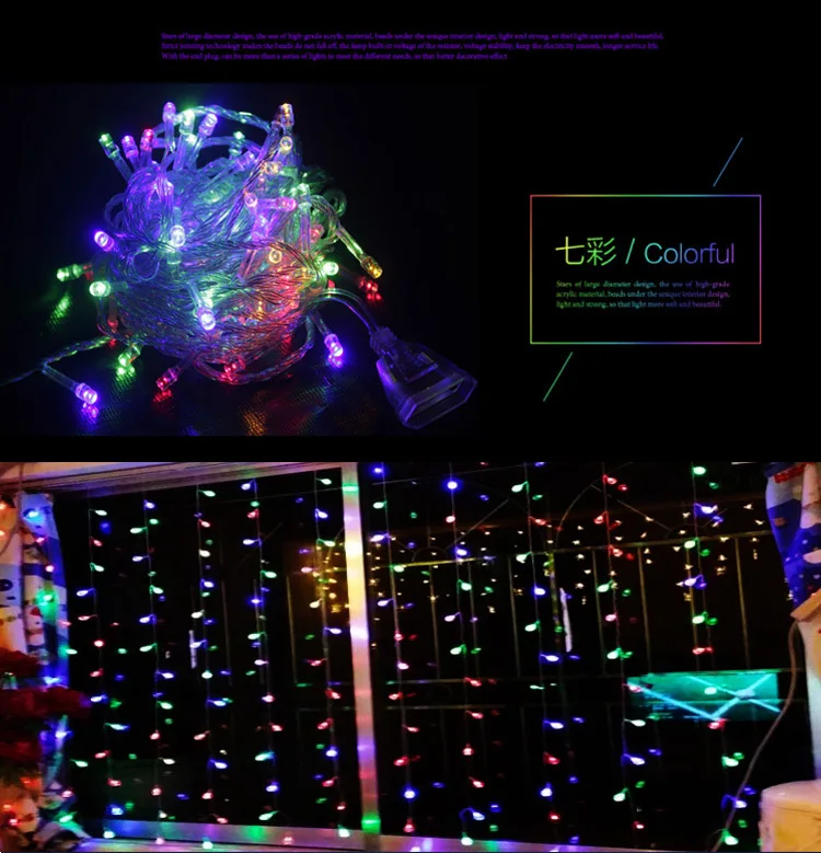 LED String Lights Starry Lights Curtain Lights Icicle Lights Outdoor GIRL'S Heart Room Decoration Copper Lamp