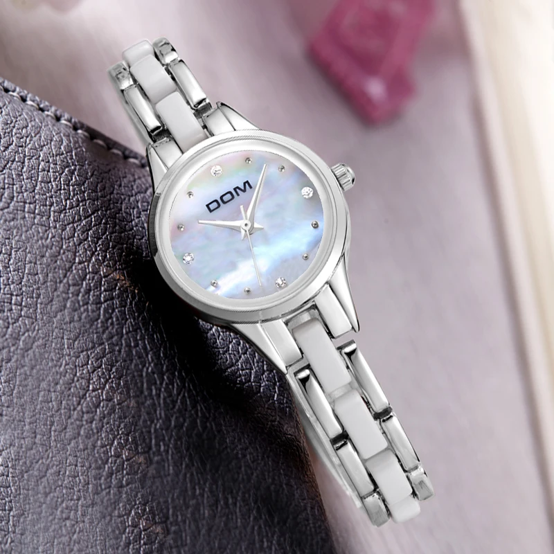 DOM Woman WATCH Elegant Style Ceramic Clock Fashion Casual New Small Fragrance Waterproof RELOGIO FEMININO