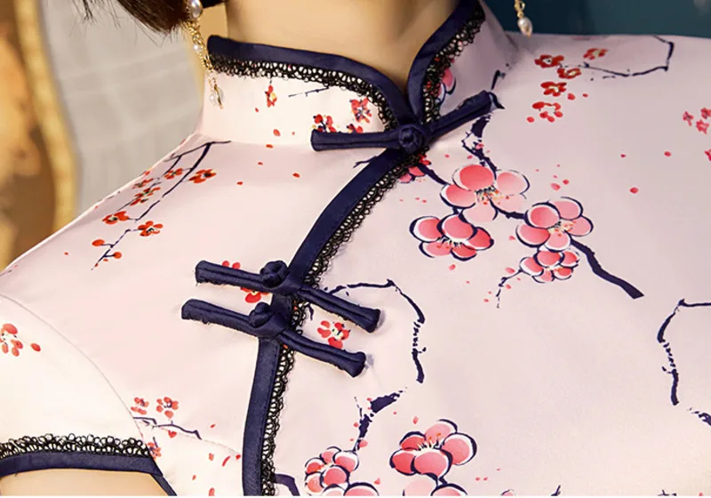 SHENG COCO женские сексуальные розовые цветы длинные Qipao национальные китайские платья свадебные Плюс размерное Ципао тонкий розовый шелк Qipao 4XL