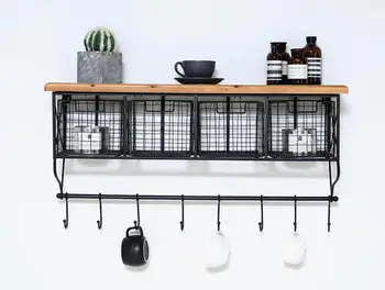 

Iron wall with shelf, one character partition board, dining room wall with shelf, shelf, storage rack decoration