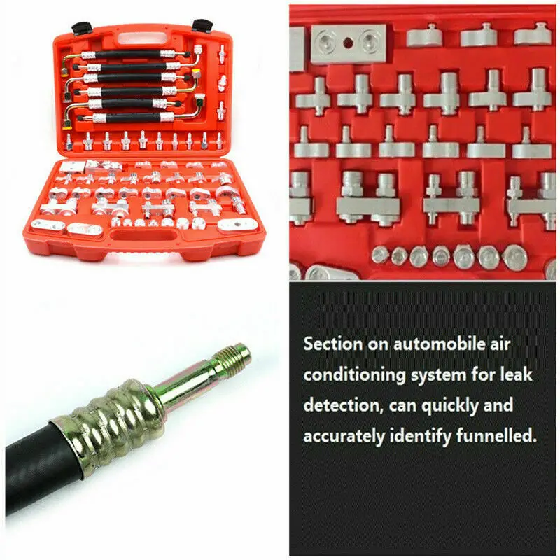 77-Piece AC Leak Detector Kit - Brass Tools For Automotive & Truck HVAC System Testing - Portable Case