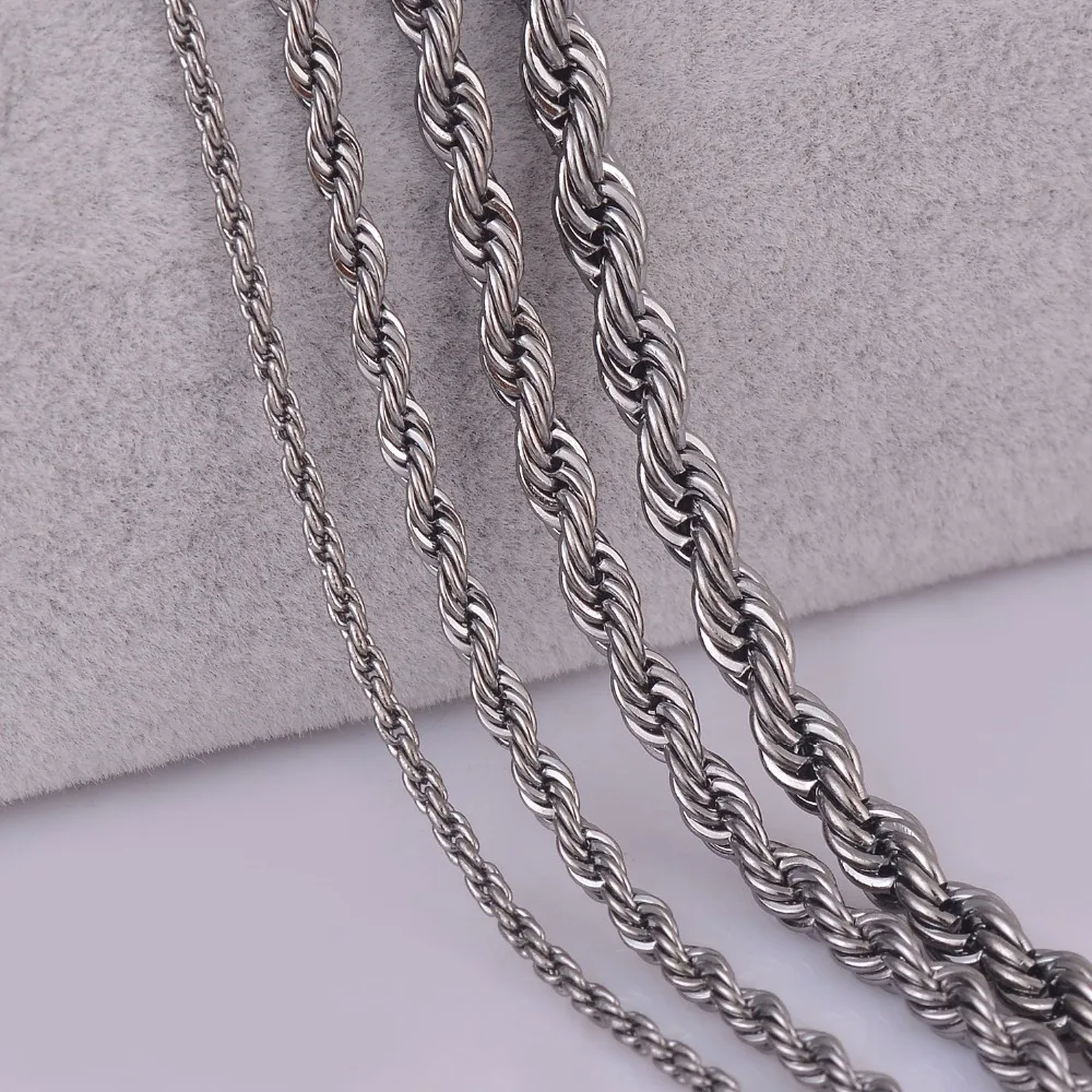 1Pc Wholsale 3 kolory Rope Chain naszyjnik dla kobiet mężczyzn szerokość 2mm 3mm 4mm 5mm DIY tworzenia biżuterii dla naszyjnik bransoletka