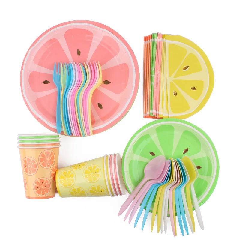 Color Disposable Party Tableware Children Birthday Party Supplies