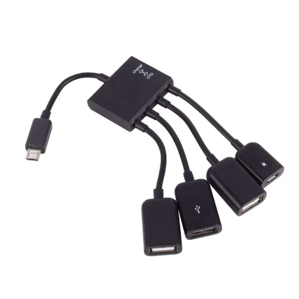 Micro usb-хаб OTG соединитель Spliter 4 порта питания перезаряжаемый зарядный кабель для смартфона компьютера планшета ПК провод для передачи данных