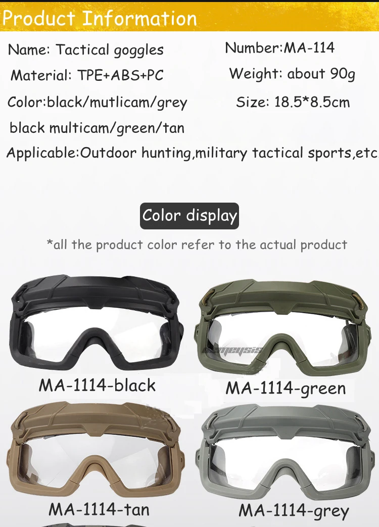 High Quality Tactical Air-soft Paintball Goggles 90G