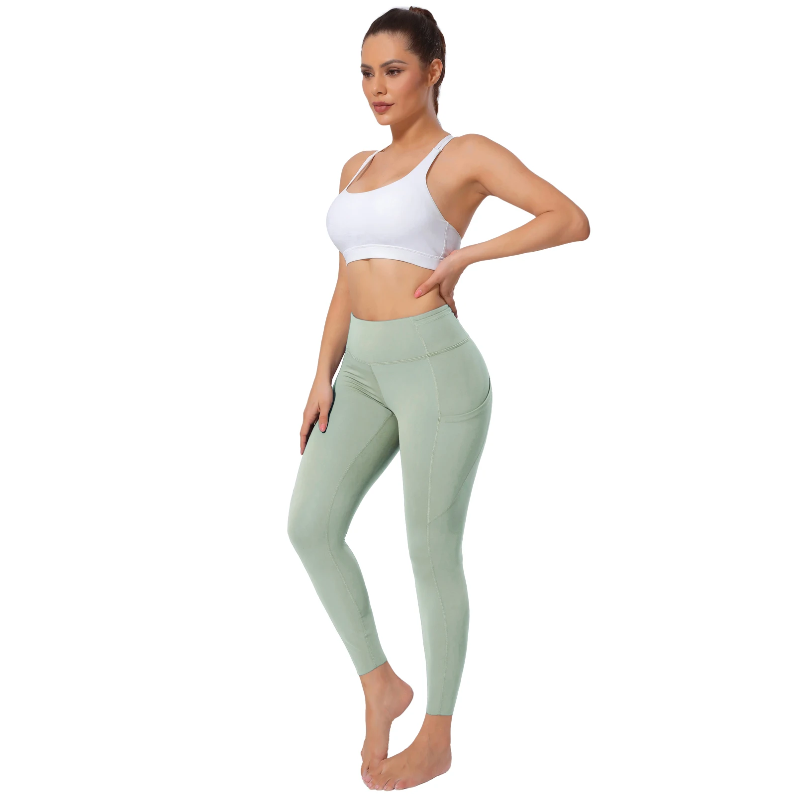 seamless leggings High Waisted Plain Full Length Legging with Pocket Women Stretch Push Up Fitness Yoga Pants Gym Workout Sports Long Tights XS-XL tiktok leggings amazon