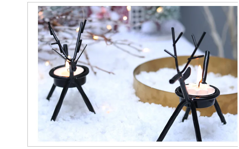 Strongwell European Deer Candlestick Nordic Christmas Candle Holder Iron Candlestick Christmas Decorations Christmas Gifts Cute