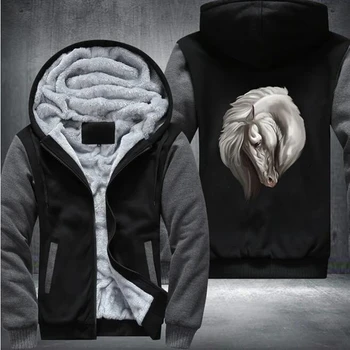 

White Horse Mens Winter Hoodies 2020 New Man Casual Sweatshirts Hooded Zipper Jackets Fleece Sportswear Thicken Warm Outwear