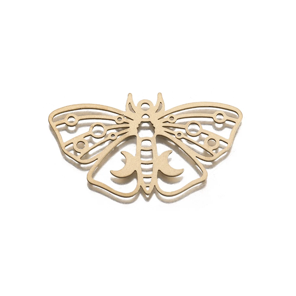 Необработанные латунные подвески-бабочки с Луной подвески в виде насекомых для