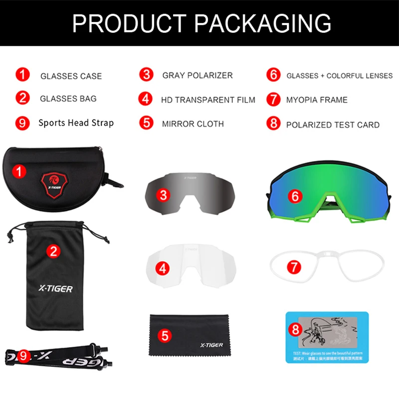 Baratos X TIGER Pro viento ciclismo gafas polarizadas deportes de carretera bicicleta gafas para bicicleta de montaña gafas de ciclismo de montaña