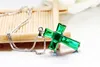 Luxury Silver Color Irregular Zircon Cross Emerald Pendant Necklaces For Women /Girls Fashion Charm Party Choker Jewelry Gift 5