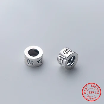 

UQBing 100% 925 Sterling Silver Round Tibetan Six Words Spacers Buddhist OM Mantra Beads DIY Jewelry Findings