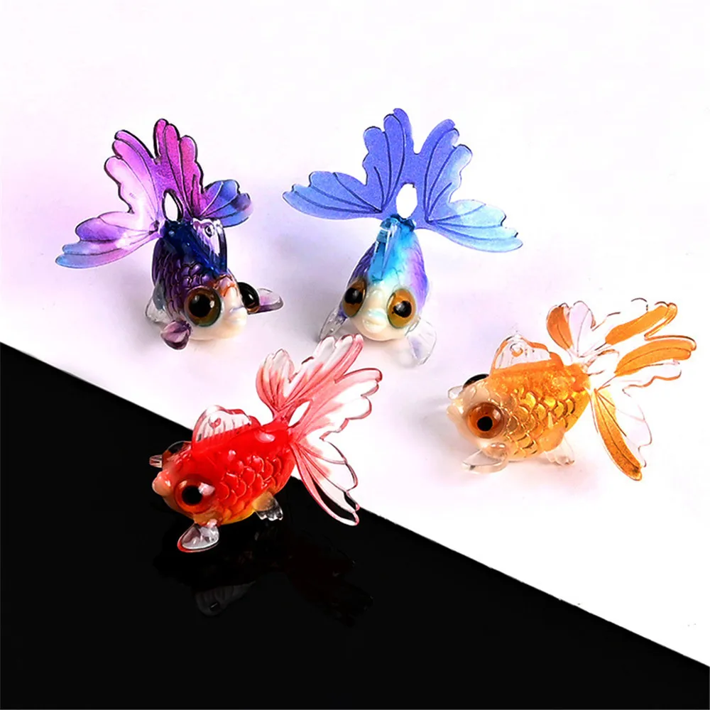 Mini Resin Gold Fish Baby Bath Toys Plastic Simulation Small Goldfish