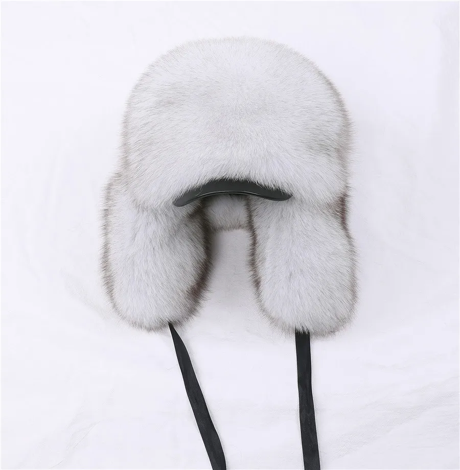 white camo bomber hat 2020 Winter Unisex 100% Real Fox Fur Bomber Hat Raccoon Fur Ushanka Cap Trapper Russian Ski Hats Caps Real Leather Thick Warm thermal aviator bomber winter hat