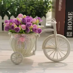 DIY Пластиковый белый трехколесный велосипед Цветочная корзина велосипедный контейнер для цветочных растений домашние свадебные