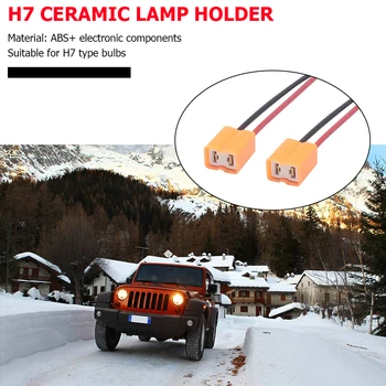 

H7 Headlight Bulb Holder 1 Pair Ceramic Adapter Socket Wire Connector with Loom for Caring Personal Cars Accessories