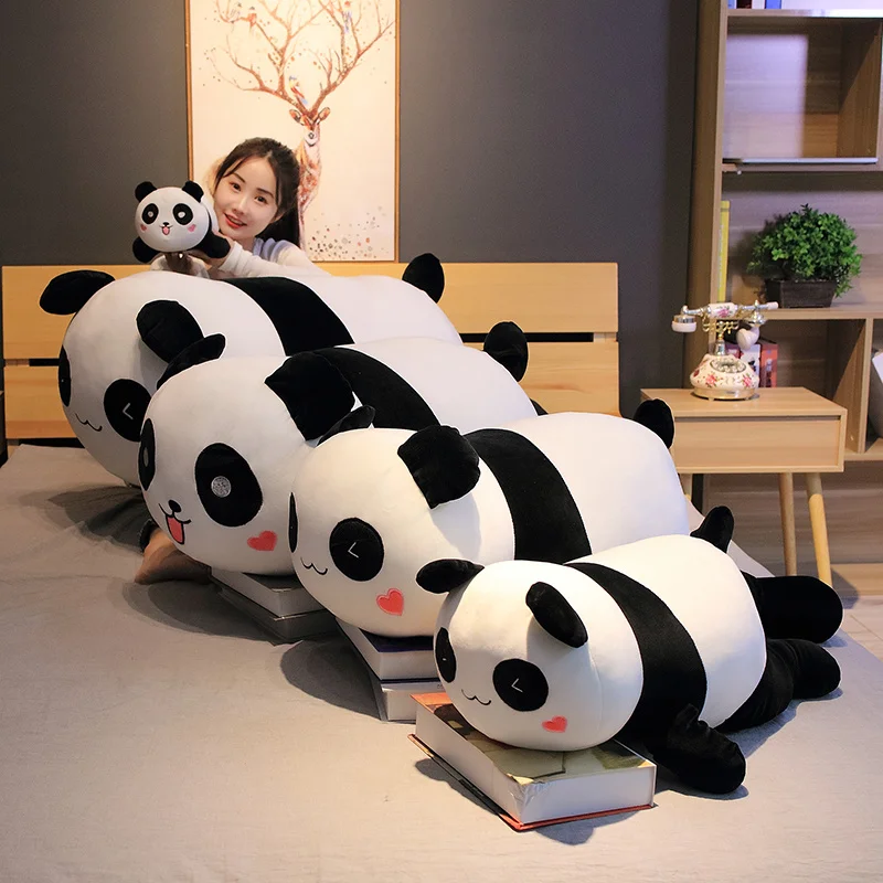 Длина 80/60 см гигантские Kawaii Panda для домашних животных, плюшевые милые животные панда сна подушка для детей детская одежда на день рождения для детей Рождественский подарок вздремнуть подушка