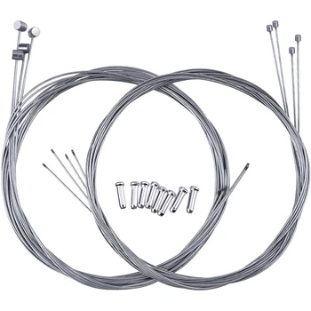 

2 Sets Of Mountain Bike Brake Cable Gear Cable Wire and Cable End Crimping Kit,Gear Line T-Type Chuck Fine Steel Wire