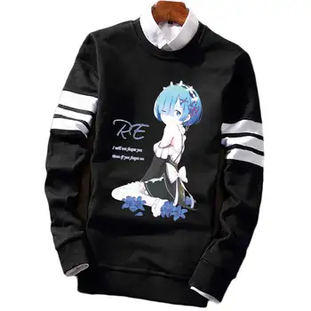 

Fashion Contrast Color Striped Pullover Re: ZERO -Starting Life in Another World Ram Rem Casual Full Sleeve Sweat Shirt Top Coat