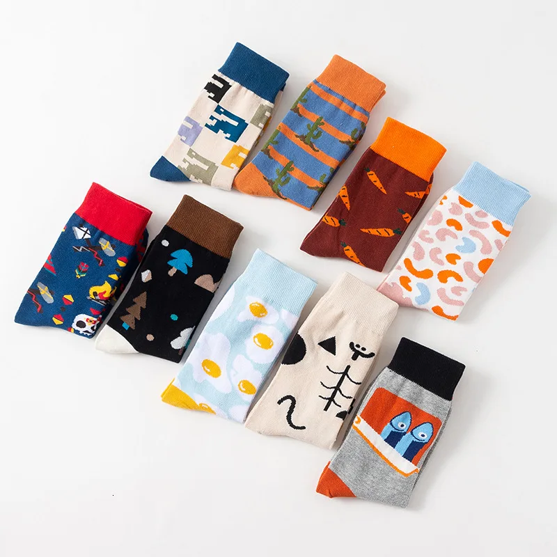 SP&CITY Winter New Original Men Cotton Happy Socks Casual Breathable Couples Funny Socks Absorb Sweat Sox Keep Warm Trendy