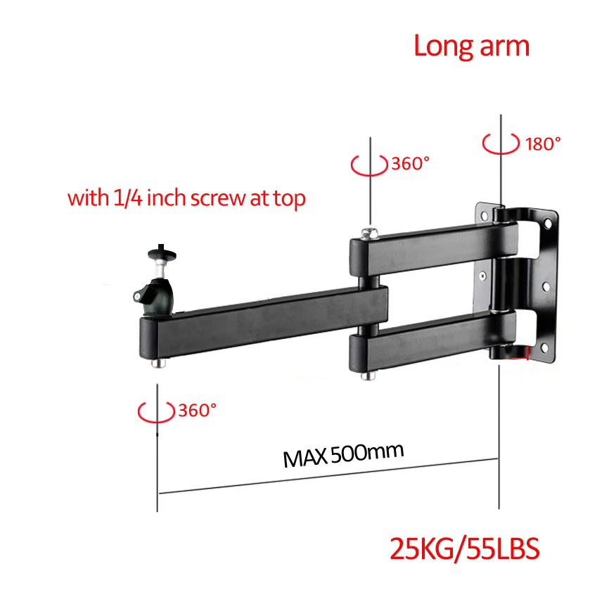 Suporte de Parede Universal Lcd123l-pr Forte Movimento Total Rotação de 360 Graus Inclinação 30kg Perfil Distância da Parede do Projetor - Image 2