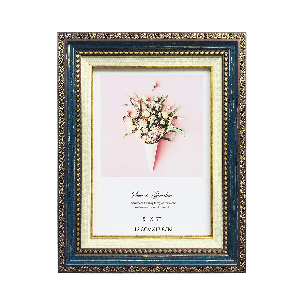 Photo Frame Retro Blue 5 X 7 Photo Frame Home Office For Photo Frame