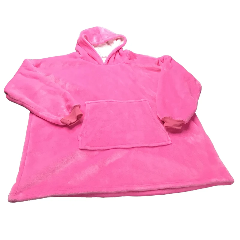 Микрофибра плюшевые коралловый флис шерпа одеяло с рукавами супер мягкий теплый открытый карман с капюшоном одеяло s(специальное звено - Цвет: pink