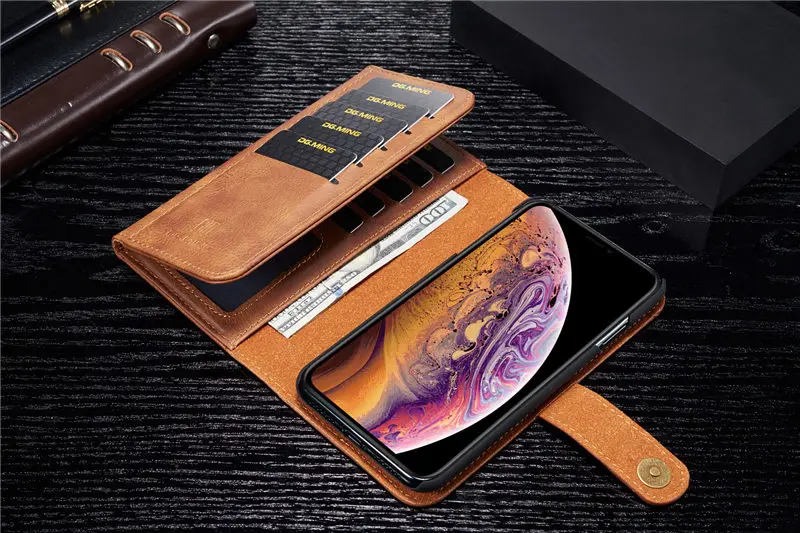 Винтажный чехол-бумажник из натуральной кожи для iPhone 11 Pro Max XR XS X 7 8 Plus, откидная крышка, съемная Магнитная задняя крышка для карт, Fundas