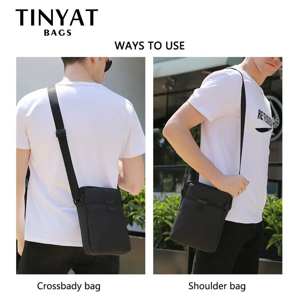  TINYAT Men's Bags Light Canvas Shoulder Bag For 7.9' Ipad Casual Crossbody Bags Waterproof Business - 32796467023