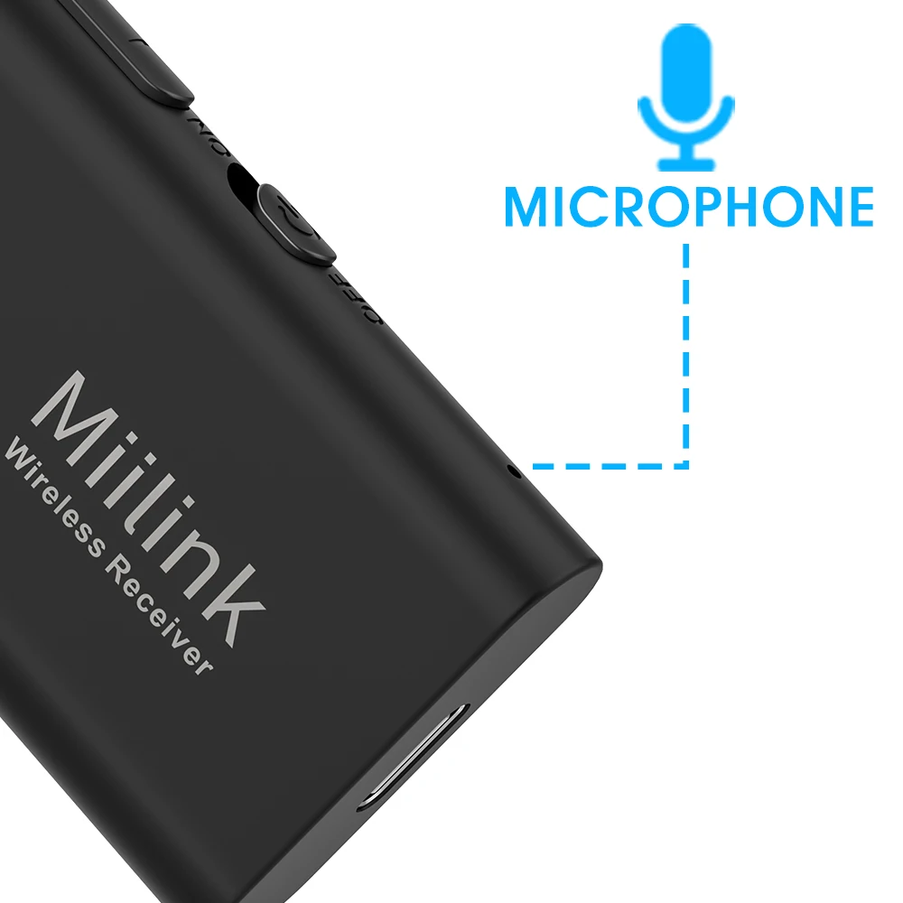1Mii ML100 Bluetooth 5 0 Receiver car with Mic Long Battery 3 5mm AUX Jack aux bluetooth adapter for car headphone speaker