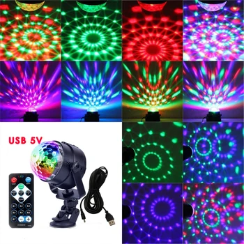 

RGB Sound Control Crystal Stage Charge Lights Auto Rotating + Remote + Rechargeable USB Powered for KTV/Club DJ Party