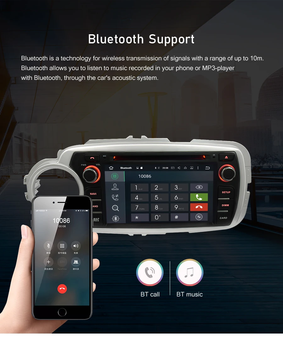 Excellent Android 9.0 Car Radio GPS Navigation Multimedia Player For Toyota Yaris 2012-2017 Auto Stereo Audio DVD WIFI Bluetooth Headunit 6