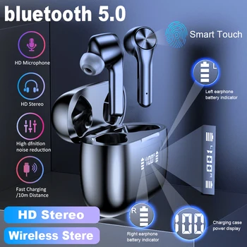 

TWS Wireless headphones bluetooth 5.0 Earphone Waterproof Sport Stereo HIFI Earbuds LED Power Display Gaming Headset With Mic