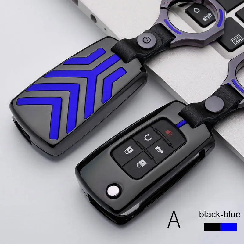 black-blue Брелок для ключей из цинкового сплава держатель чехол для Buick, Chevrolet Cruze Aveo TRAX Защитные чехлы для сидений, сшитые специально для Opel Astra Corsa Meriva Zafira Antara ASTRA J Mokka - Название цвета: black-blue