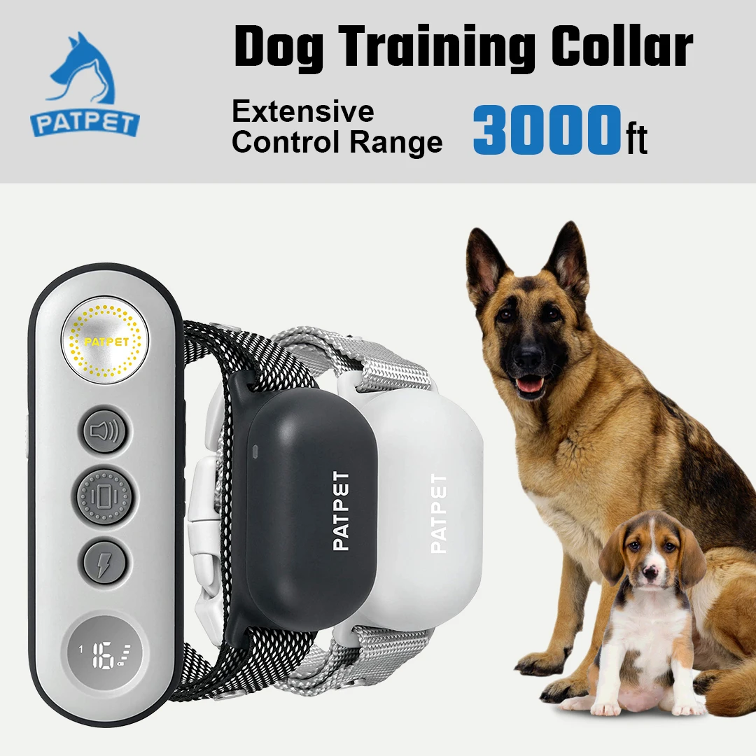 Patpet-Collar de entrenamiento para perros, Correa antiladridos de descarga eléctrica para perros pequeños y grandes, suministros de equipo canino, accesorios, 680 pies