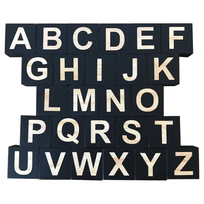  1 Set Black Cube 26 English Alphabet Square Block Kids Baby Photography Props Home Wedding Party De