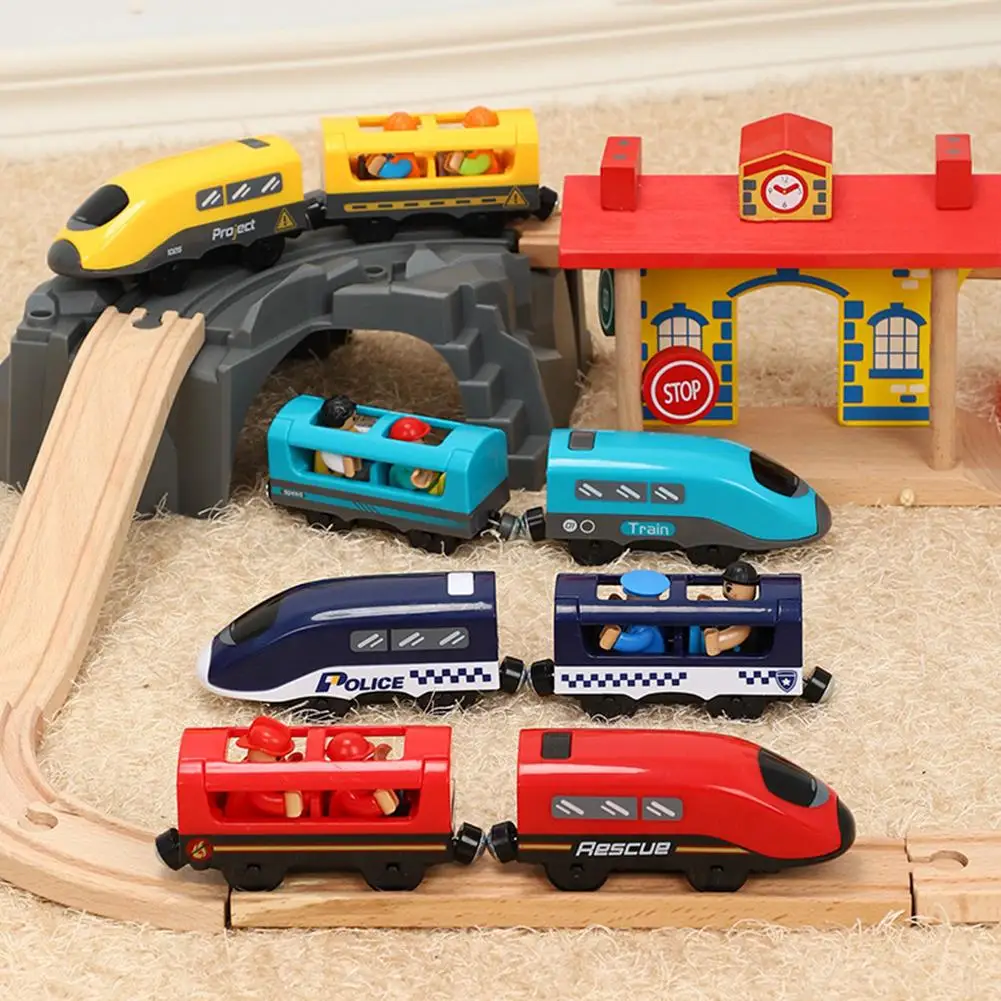 Дистанционное управление RC электрический маленький поезд игрушки набор соединен с деревянной железной дороги интересный подарок для детей