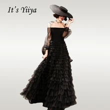 Это Yiya вечернее платье, с вырезом лодочкой с открытыми плечами женские вечерние платья элегантные многоярусные длинное фатиновое торжественное платье de Soiree E502