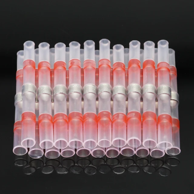 10/50PCS Thermal Shrinkage  Electrical Car Wires Connector Solder  Extrusion Terminals Block Cable Termination Wireway Clamping Red