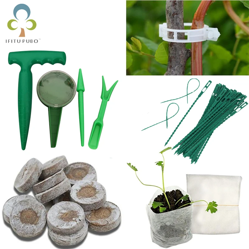 

Garden Transplanting Planting Tools Set Nursery Soil Block Plant vine Clip Cable Tie Seedling Raising Bags Nursery Seedling ZXH