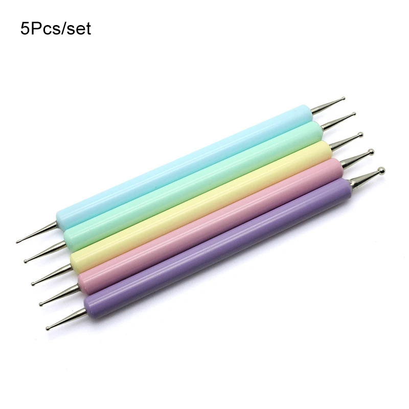 Rainbow Color 5 шт., двойная ручка для раскрашивания ногтей, сделай сам, стразы для дизайна ногтей, драгоценные камни, набор деревянных кристаллов, инструмент для раскрашивания, профессиональные инструменты для дизайна ногтей - Цвет: Rainbow Color