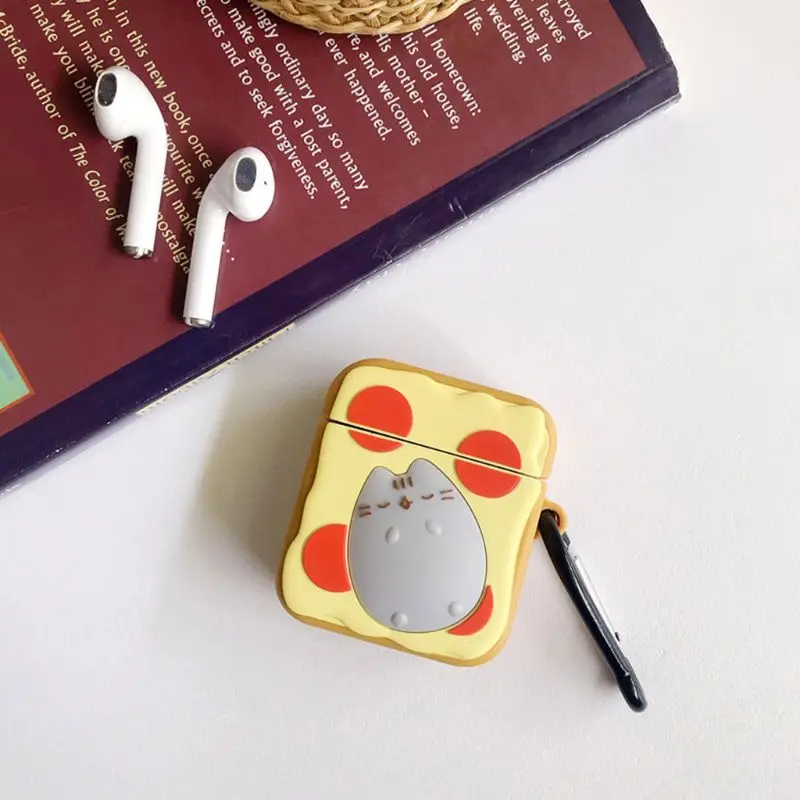 Силиконовый защитный чехол Kitty пончик тост крышка с карабином для Airpods 1/2